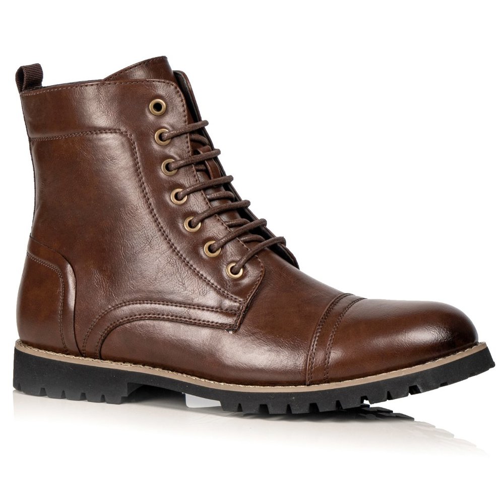 Brown Men's Lace Up Cap Toe Dress Oxford Fashion Casual Boot - Picture 3 of 7